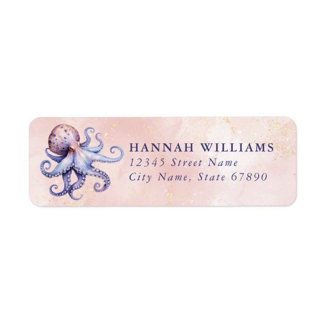 Étiquette Pretty Octopus Return Address Labels (Devant)