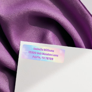 Étiquette Pretty Pastel Rainbow Sparkle Adresse de retour