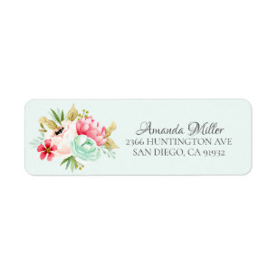Étiquette Pretty Peonies Baby shower Floral Adresse de retou