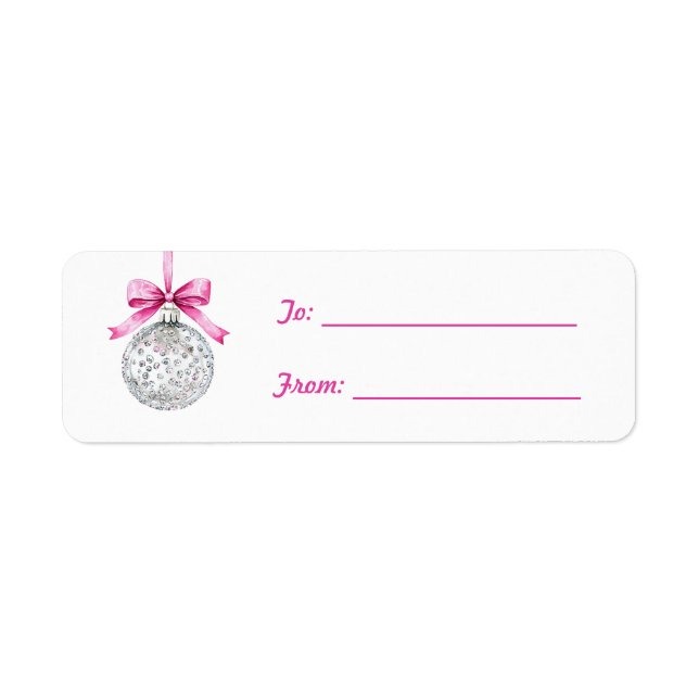 Étiquette Pretty Pink Bow Silver Ornament Christmas (Devant)