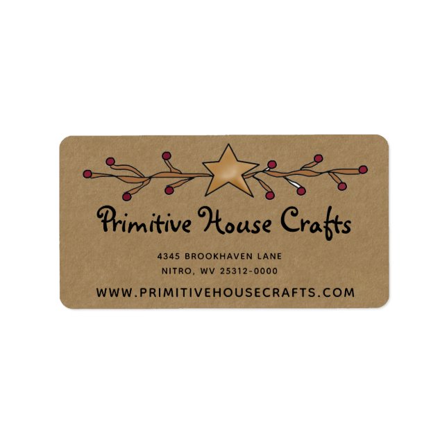 ÉTIQUETTE PRIMITIVE STAR & BERRIES ON KRAFT RETOUR ADRESSE (Devant)