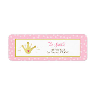 Étiquette Princess Adresse de retour Label Rose Gold Crown G