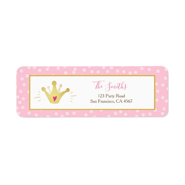 Étiquette Princess Adresse de retour Label Rose Gold Crown G (Devant)