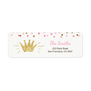 Étiquette Princess Adresse de retour Label Rose Gold Crown G