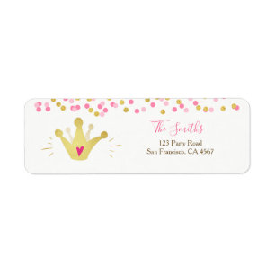 Étiquette Princess Adresse de retour Label Rose Gold Crown G