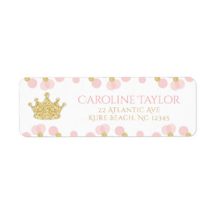 Étiquette Princess Crown Rose Gold Parties scintillant Dots 