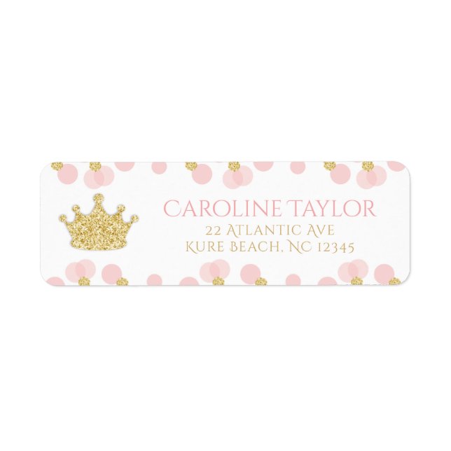 Étiquette Princess Crown Rose Gold Parties scintillant Dots  (Devant)