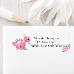 Étiquette Princess Pink Dinosaur Peony Baby Shower 