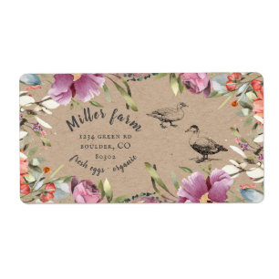 Étiquette printemps floral rustique script canard oeuf carto