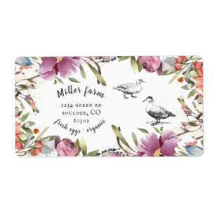 Étiquette printemps floral rustique script canard oeuf carto