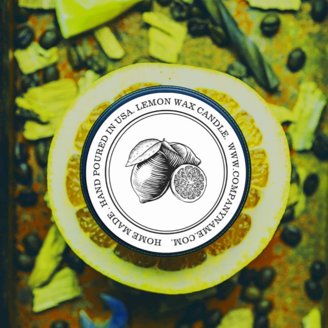 Étiquette produit citrons aquarelle (#zazzlemade #lemonlabel #weddingfavor #homemadeproduct #farmsticker #candlelabel)