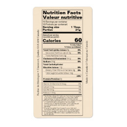 Étiquette Produit de la valeur nutritive du miel en français
