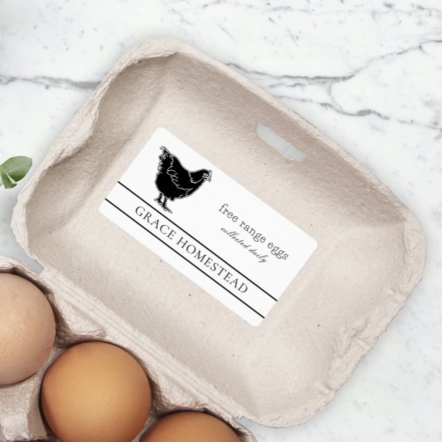 Étiquette Produit en carton d'oeuf de poulet de ferme simple (Créateur téléchargé)