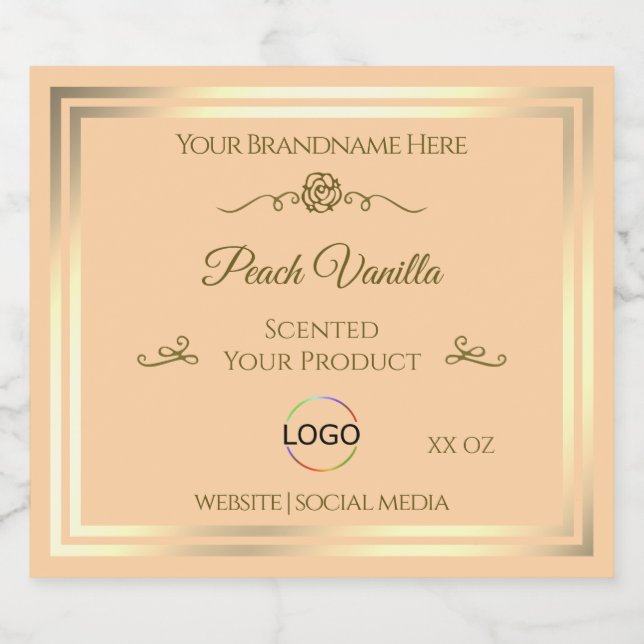 Étiquette produit Light Peach avec cadre et logo G (Étiquettes simples)