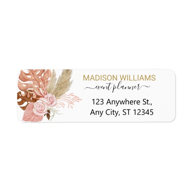 Étiquette Professional Business Boho Flowers Adresse de reto (Devant)