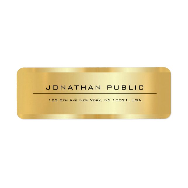 Étiquette Professional Elegant Modèle Gold Adresse de retour (Devant)