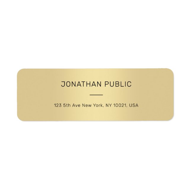 Étiquette Professional Modern Clean Chic Gold Adresse de ret (Devant)