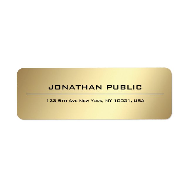 Étiquette Professional Simple Elegant Gold Adresse de retour (Devant)
