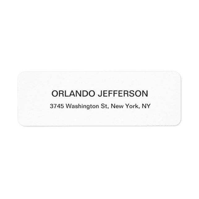 Étiquette Professionnel Noir & Blanc Moderne Plain Élégant (Devant)