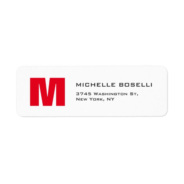 Étiquette Professionnel Rouge Blanc Monogramme Moderne Uniqu (Devant)