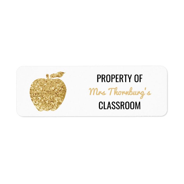 Étiquette Propriété de l'enseignant de la classe Faux Gold P (Devant)