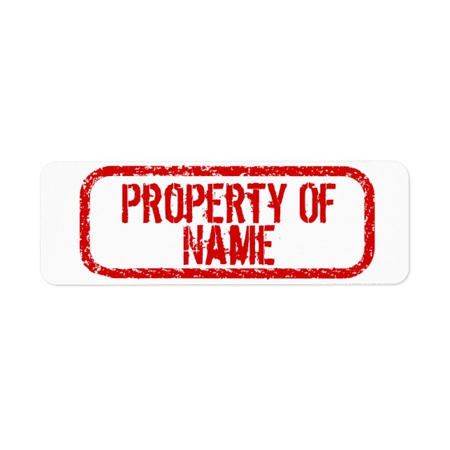 Étiquette "Propriété de" nom autocollants personnalisés (Devant)