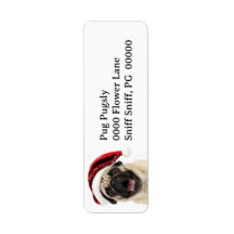 Pug heureux portant un chapeau de Père Noël rouge 