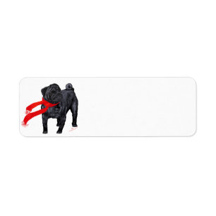Étiquette Pugs en écharpe rouge
