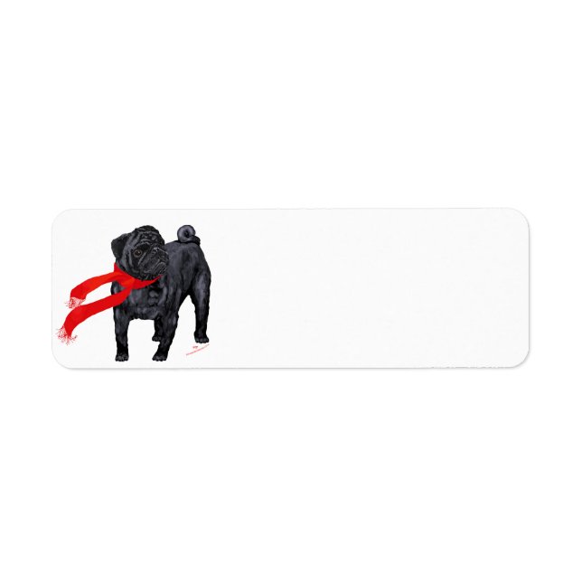 Étiquette Pugs en écharpe rouge (Devant)