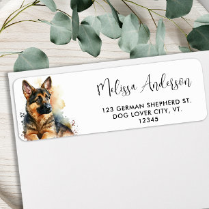 Étiquette Puppy Chien mignon Berger Allemand Adresse de reto