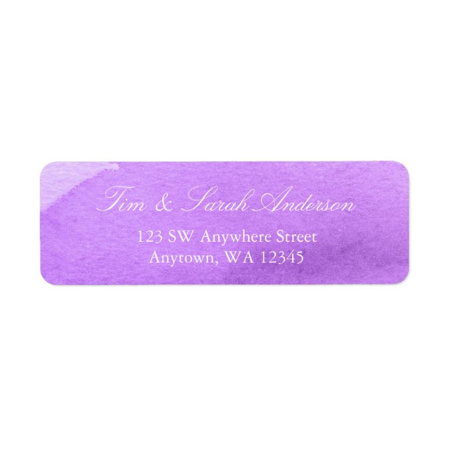 Étiquette Purple Aquarelle Adresse de retour (Devant)