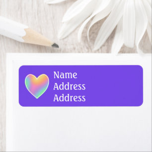Étiquette Purple avec Rainbow Heart Retourner l'adresse Étiq