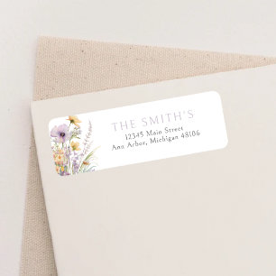 Étiquette Purple Baby In Bloom Floral Shower Adresse de reto
