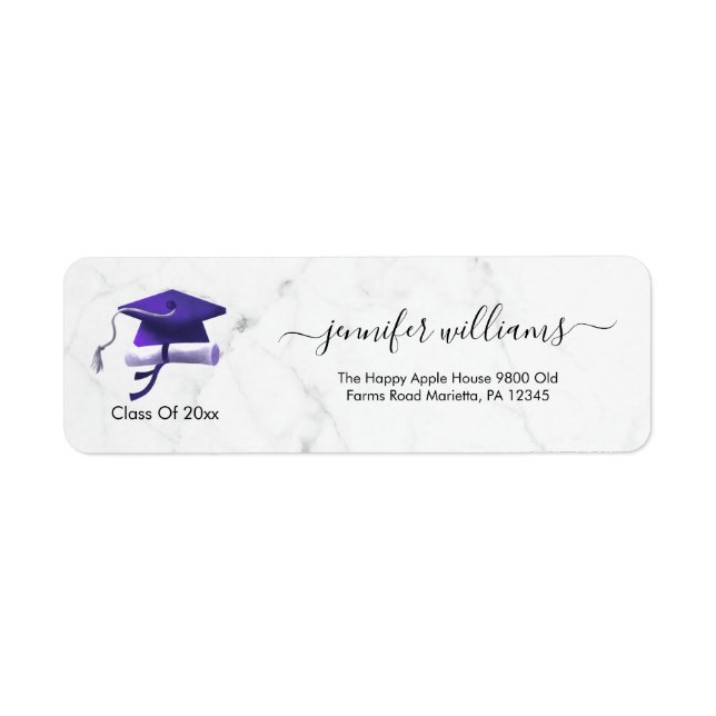 Étiquette Purple Double Graduation Return Address (Devant)