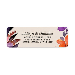 Étiquette Purple enchanté + Mariage d'Halloween floral orang