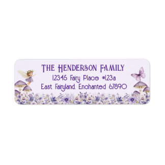 Étiquette Purple Fairy Party Return Address Label