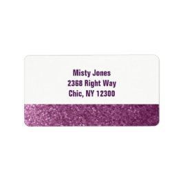 Étiquette Purple Faux Parties scintillant Nouvelle adresse