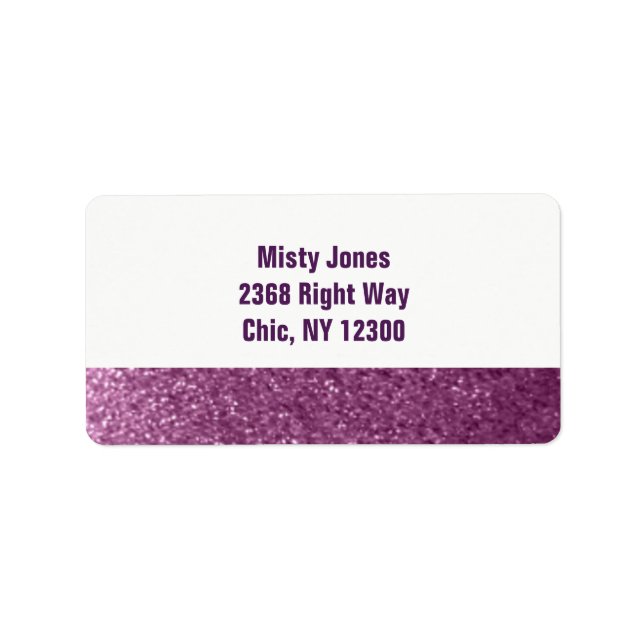 Étiquette Purple Faux Parties scintillant Nouvelle adresse (Devant)