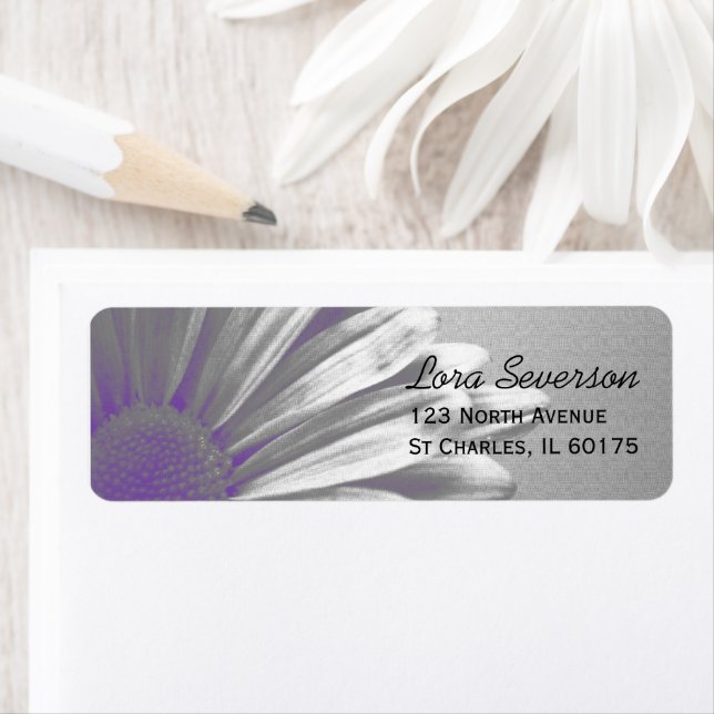 Étiquette Purple Floral Highlights Adresse de retour (En situation)