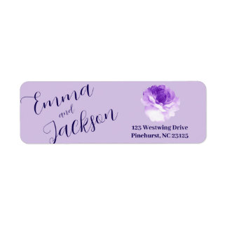 Étiquette Purple Flower Script Return Address Label