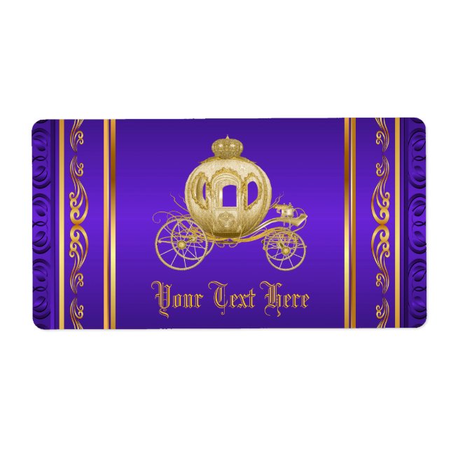 Étiquette Purple Gold Royal Carriage bouteille d'eau Étiquet (Devant)