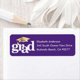 Étiquette Purple Graduation Type moderne Gold Casquette Adre