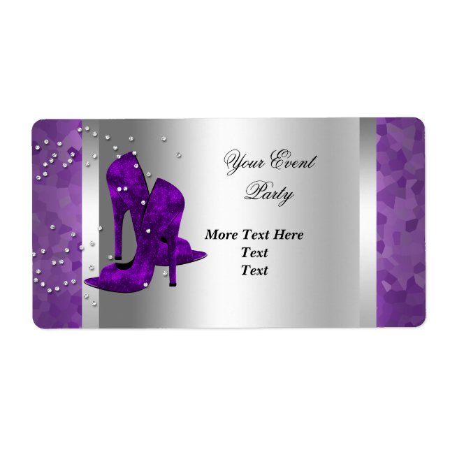 Étiquette Purple High Heel Chaussures Silver Event Party (Devant)