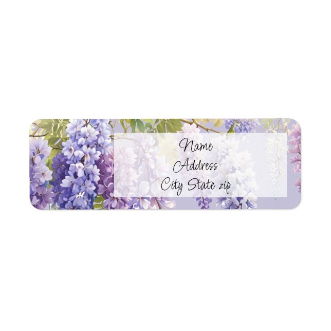 Étiquette Purple lavande aquarelle glycine florale lilas (Devant)