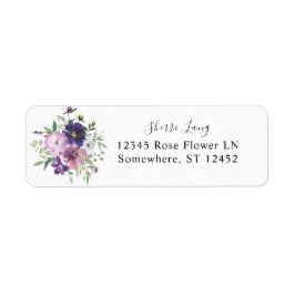 Étiquette Purple Lavender & Violet Floral Adresse de retour