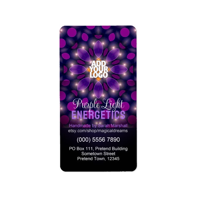 Étiquette Purple Light Mandala Business Marketing (Devant)