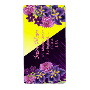 Étiquette Purple & Lilac Rose Moderne Boho tendance Floral