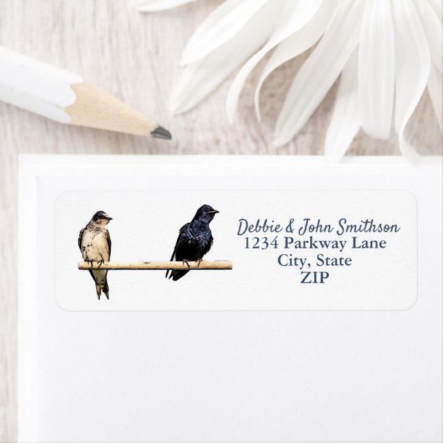 Étiquette Purple Martin Birds Nature Retour Adresse Birding (En situation)