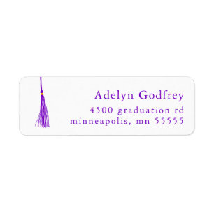 Étiquette Purple Tassel Graduation Return Adresse
