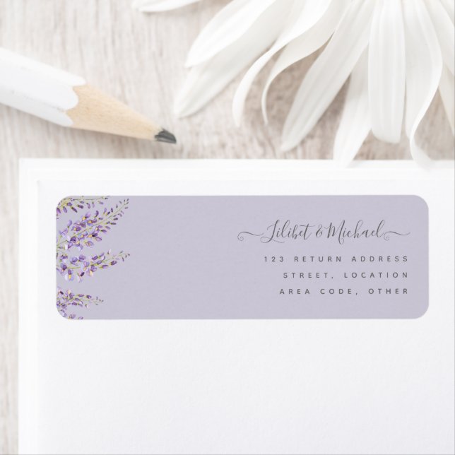 Étiquette Purple Wisteria Sage Floral Garden Mariage (En situation)